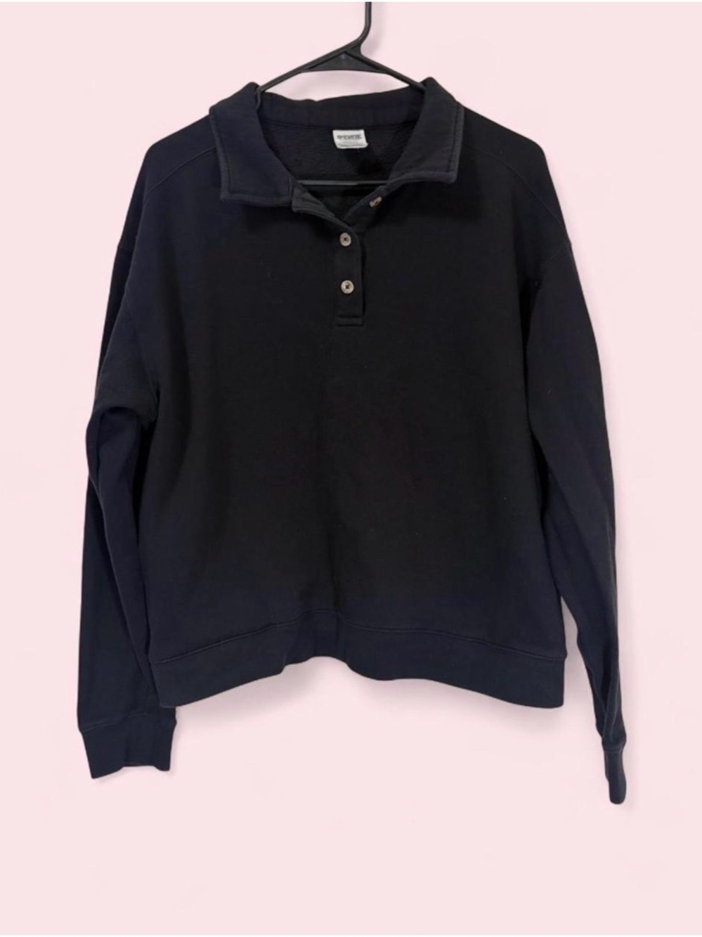 PINK VICTORIAS SECRET Women’s Black Quarter-Button Pullover Sweater